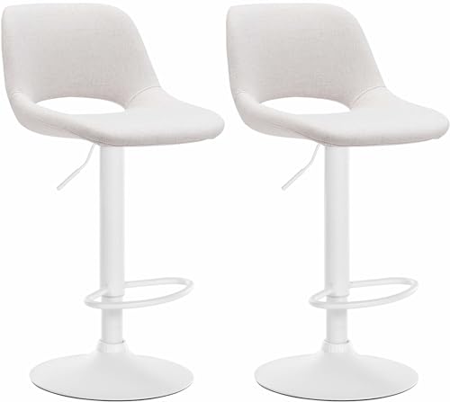 CLP Lot de 2 tabourets de Bar Camden I recouverts de Tissu, Couleur:crème, Matériel du...