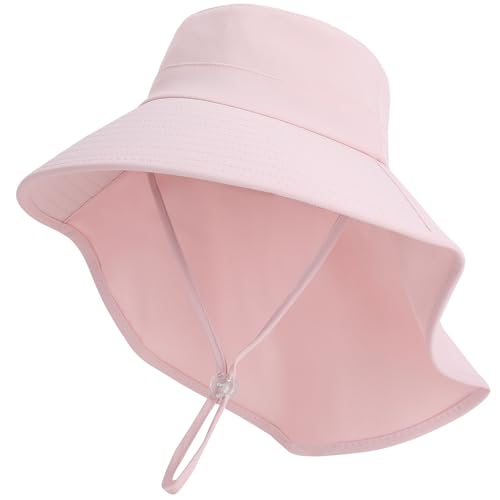 ZOORON Kids Sun Hat UPF 50+ Sun Protection Fishing Hat Toddler Wide Brim Summer Beach Hats with Neck Flap for Girl Boy