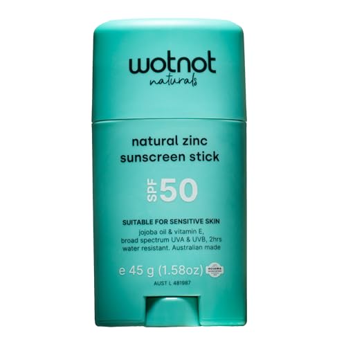 Wotnot Natural Zinc Sunscreen Stick SPF 50 – Broad Spectrum, Water-Resistant, Reef-Safe, Vegan & Fragrance-Free – Face & Body Sun Protection, Made in Australia