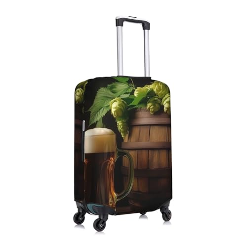 Beer And Hop Cones Elastic Travel Luggage Cover, Washable Spandex Suitcase Protector, Anti-Scratch Fits 18-32 Inch3
