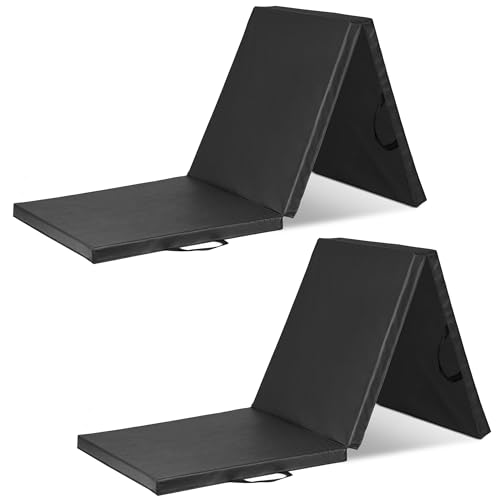 Image of ProsourceFit Tri-Fold Folding Thick Exercise Mat 6'x2' with Carrying Handles for MMA, Gymnastics, Stretching, Core Workouts
