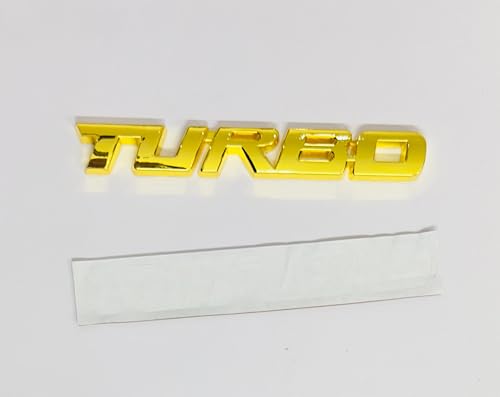 Image of Emblems for Car & Bike Metal Lo.go and Grill Me.tal Lo.go, Auto Accessories for Car Emblem 3D Badge Auto Racing Sport Sticker Grand Tourer Decal. (Golden Turbo Logo)