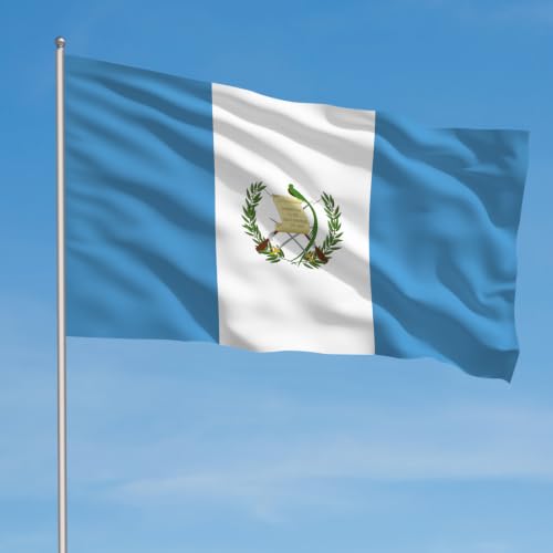 Image of AhfuLife 2pcs Guatemala Flag 3x5 Ft, Large Guatemalan Flags for Outside - Double Side with Brass Eyelets for Olympic Party Decorations, Soccer Party Decoration Bar Garden Street Decoration Indoor Outdoor