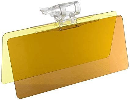 Shivay Enterprise HD Car Anti Glare Dazzling Day Night Vision Driving Mirror Sun Visors HD Vision Visor for Day & Night Visor, Yellow, 10 x 5 x 21 cm