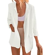 ANRABESS Womens 2023 Spring Summer Casual Open Front Long Sleeve Lightweight Work Office Jackets ...