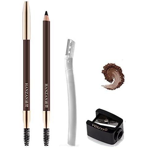 Mihqy 2PCS Eyebrow Pencil with Soft Brush, 2-in-1 Long-lasting Waterproof Perfect Brow Pencil, Easy Breezy Brow Fill,Define Pencils, 4 Colors to Choose 2# Dark Brown) Cover