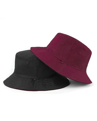 Image of XXL Oversize Bucket Hat Reversible, XL L M S Fisherman Sun Cap With Chin Strap, Travel Beach Outdoor Hat For Men Women