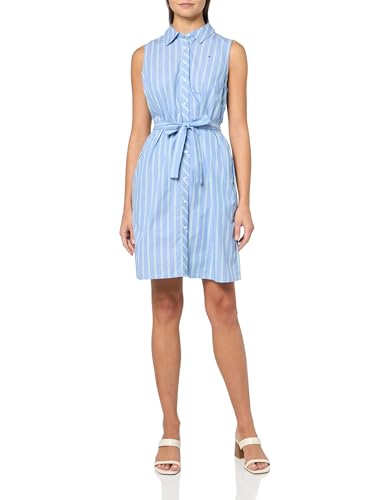 Image of Tommy Hilfiger Women's Sleeveless Collared Button Front Tie Waist Mini Shirt Dress