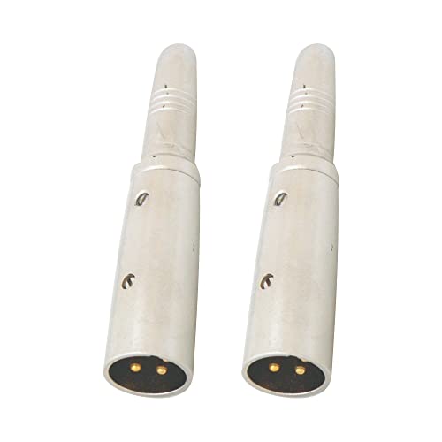 Image of MX 3 Pin XLR Microphone pin Pure Copper Nickel Plated for High Conductivity microphone (3 Pin XLR Male to P‑38 Mono Socket, Pack of 2, Male Connector)