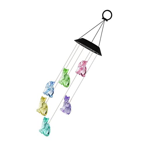 Carillon éolien chat solaire, cadeau idéal pour jardin et balcon
