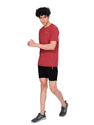 Image of TECHNOSPORT Men's Slim Fit Polyester Activewear Sports T-Shirt with Moisture-Wicking Comfort for Workout, Running & Gym