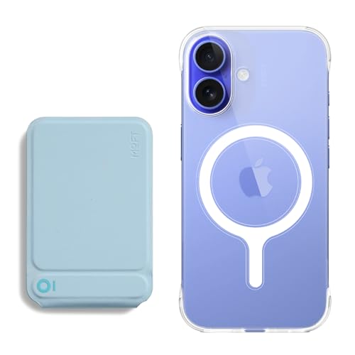 MOFT Phone Tripod Stand, MagSafe Wallet Tripod Stand, NFC-Supported Wallet Soothing Mist & Invisible Clear MagSafe Phone Case iPhone 16