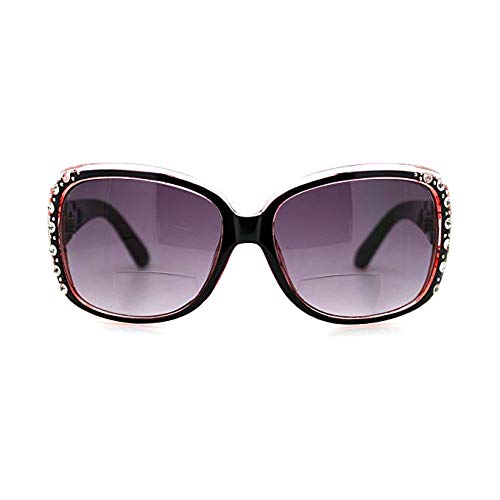 Womens Bifocal Lens Sunglasses Oversized Square Rhinestone Frame (Pink, 2.25)3