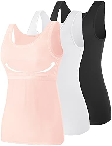 ROSYLINE Cotton Tank Tops with Shelf Bra Undershirts for Women Stretch Tanks Wide Strap