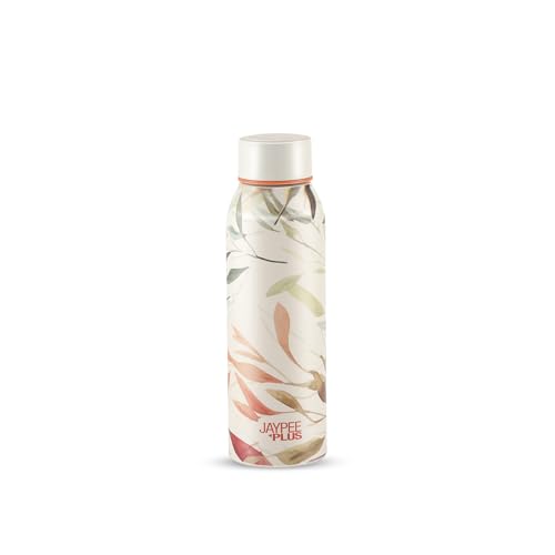 Image of Jaypee Plus Punch Prime Stainless Steel Printed Vacuum Insulated Water Bottle 620 ml | ISI Certified Rustproof & Leakproof Flask with 24Hrs Hot & Cold Ideal for School Kids, Office & Travel - (White)