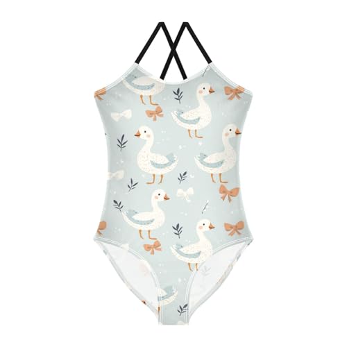 Farm Goose Bow Girls Swimsuit One Piece Bathing Suit for Baby Girls' Swimwear 3T
