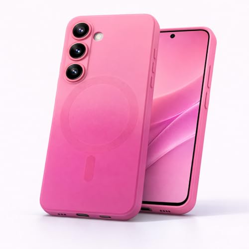 Image of amazon basics Gradient Mag-Safe Case for Samsung Galaxy S25 5G | Soft Silicone Shockproof Cover with Camera Protection | Slim Lightweight Design | Smooth Touch & Durable - Light and Dark Pink