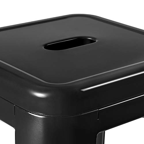 Jummico Metal Bar Stool 24 Inches Indoor Outdoor Industrial Barstools Stackable Counter Height Modern Vintage Backless Bar Stools Set Of 4 (Black) #TOP4