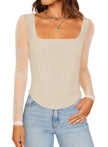 Amazon.com: Nutssfiree Womens Crop Tops Mesh Long Sleeve