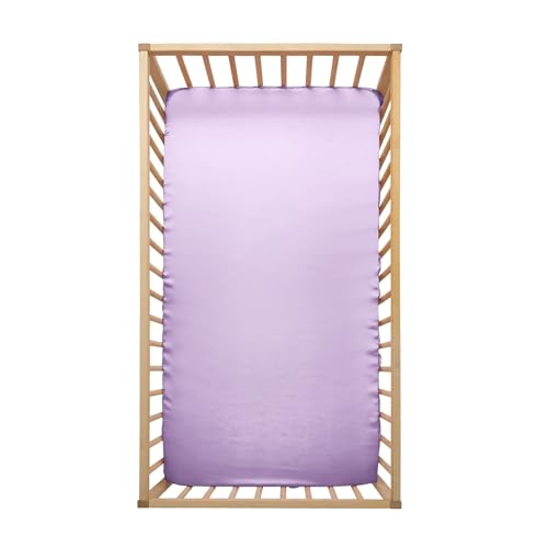Image of Pro Goleem Satin Soft Crib Sheet Great for Baby with Sensitive Hair Silky Baby Sheet Lavender Unisex 52''x28''x8'' Fitted Cover