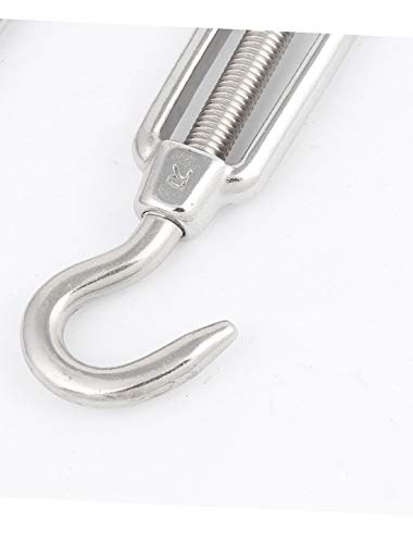 Tornapuntos ajustable tipo Gancho y Ojal de acero inoxidable M6, 14.5 cm largo, paquete de 2 miniatura 2