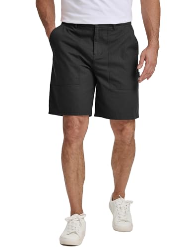 JMIERR Mens Cargo Shorts Cotton Carpenter Shorts Elastic Waist Work Shorts for Men Construction with Pockets Summer Clothes, M, Black