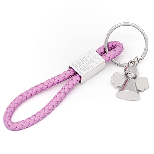 Glitzkind Schutzengel Schlüsselanhänger mit Gravur | Auto Glücksbringer Autoschlüssel Anhänger Engel Geschenk für Schulanfang Einschulung Geburtstag Fahranfänger zum Führerschein bestanden