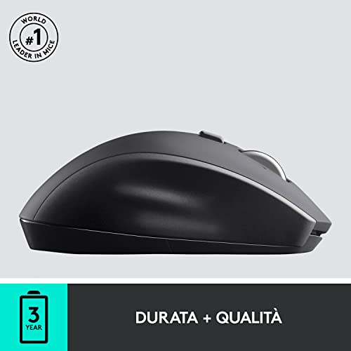 Logitech M705 Marathon Mouse Wireless, Ricevitore USB Unifying 2,4 GHz, 1000 DPI, 5 Pulsanti Programmabili, Durata Batteria di 3 Anni, Compatibile con PC, Mac, Laptop, Chromebook - Grigio