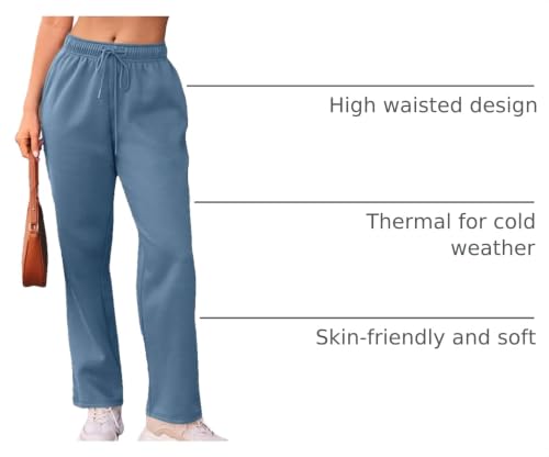 Image of AUTOMET Women's Straight Leg Sweatpants Fleece Lounge Pants | Fall Athletic Joggers with Pockets,Lightweight Soft Sweat Pants, Casual Gym Workout Pants