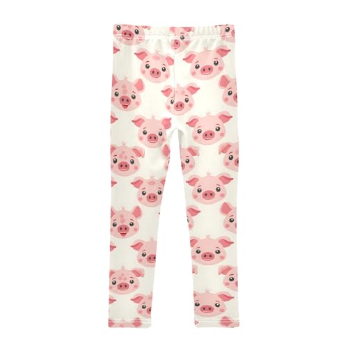Cartoon Pig Face A Girls Leggings Athletic Pants Tights Stretch Bottom2