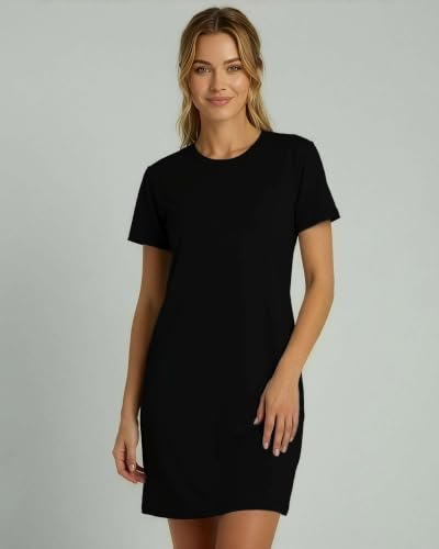 Image of Real Essentials 3 Pack: Women's Cotton Short Sleeve Nightgown Nightshirt Sleepshirt Ladies Sleepwear (Available in Plus Size)