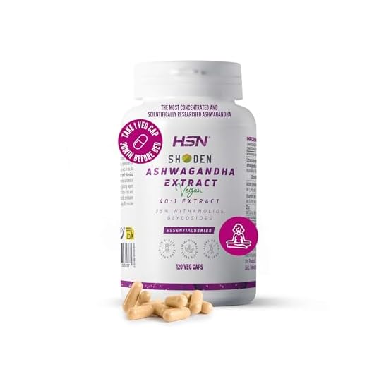 SHODEN Ashwagandha de HSN | 240mg | 100% Científicamente Testada | Extracto 40:1 | 35% Glicósidos de Withanólidos | Con Zinc y Vitaminas B5 y B6 | No-GMO, Vegano, Sin Lactosa | 120 Veg Caps