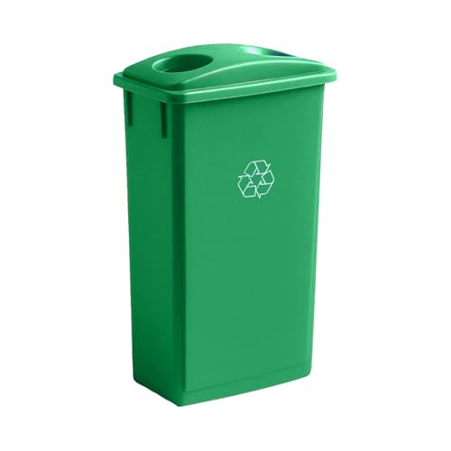 Image of 23 Gallon Slim Rectangular Garbage Can - with Bottle /Can Lid - Green