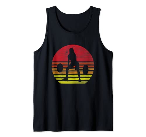 Retro Weightlifting Silhouette Tank Top, Black