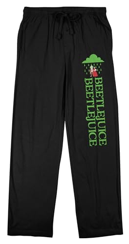 Bioworld Beetlejuice Beetlejuice Green Title Men's Black Sleep Pajama Pants