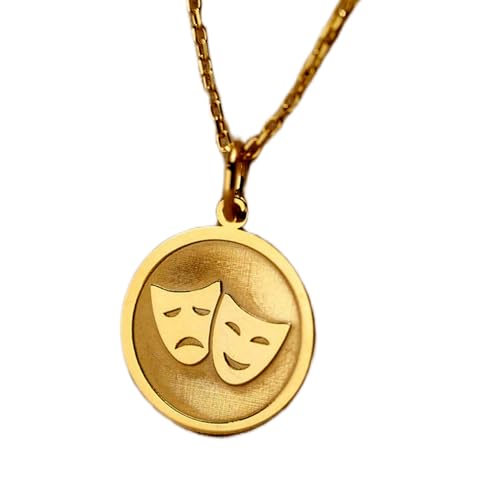Collier comédie et tragédie en argent plaqué or pour vos tenues