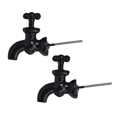 Tiande Punk Exaggerates Water Tap Faucet Earrings Safety Pin Cartilage Small Hoop Earrings Funny Creative Stud Earring Women Jewelry - Black