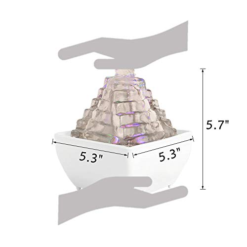 Crapelles Indoor Tabletop Fountain (With Color Changing) Pyramid Desktop Water Fountain thumb #5