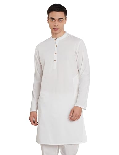 Image of Amazon Brand - Symbol Men's 100% Cotton Solid Long Length and Pant Set |Casual |Regular Fit - 2pcs (Available in Plus Sizes)