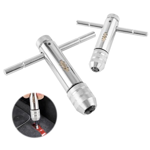 Sophisticate Lot de 2 clés à molette en forme de T, réglables, avec poignée en T, clé à cliquet pour tarauds métriques M3-M8/M5-M12