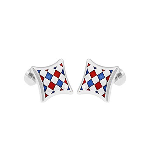 Mancuernillas KnBoB para hombre plateadas rombo miniatura 2