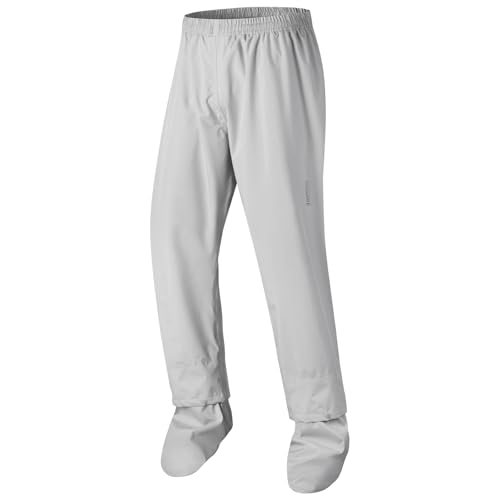 WOSAWE Fahrrad-Regenhose Herren Damen mit Schuhüberzügen - Wasserdicht Winddicht Überziehhose Atmungsaktiv Leichte Wanderhose (Grau, M)