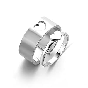 Vembley Stunning Silver Heart Couple Ring Matching Wrap Finger Ring for Women and Men 8 31lqaKaSS5L. SL500 . SS300