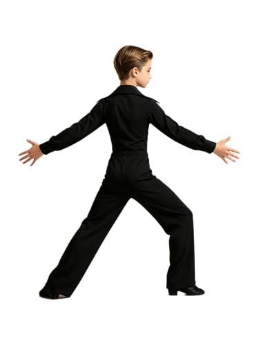 Disfraz de baile latino para niños con conjunto de leotardo y pedrería 3