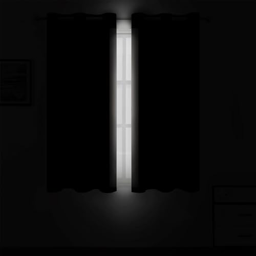 Image of LEMOMO Light Beige Blackout Curtains 42 x 54 Inch Length Set of 2 Panels Grommet Bedroom Curtains for Living Room