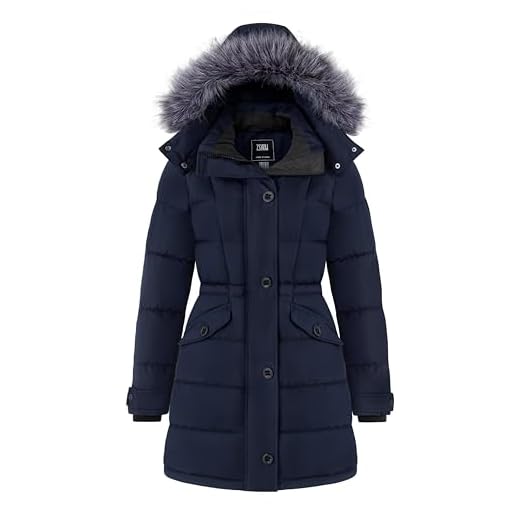 ZSHOW Feminino Casaco Longo De Inverno Com Capuz, À Prova D'Água, Plus Size, Jaqueta Puffer, Parka Quente Para Neve (Marinho, 3X)