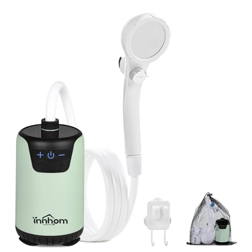 innhom Portable Shower, 8000mAh Rechargeable Camping Shower Pump with LED Display & IPX8 Waterproof, Electric Outdoor Camp Shower, Ideal for Camping, Travel, Car Washing