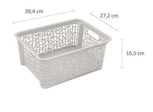 Miniatura 2 de Branq - Home Essential Cesta De Almacenamiento Universal Multifuncional Ajustable En Diseño De Bambú, Plástico Sin Bpa, Tamaño L - 12,7 Litros, 1 Unidad, Color Crema