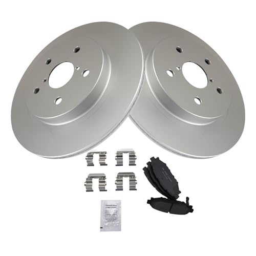 Image of TRQ Rear Brake Pad and Rotor Set Ceramic G Coated Rotors Compatible with 2016 Subaru WRX