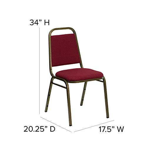 Image of Flash Furniture HERCULES Series Trapezoidal Back Stacking Banquet Chair in Burgundy Fabric - Gold Vein Frame